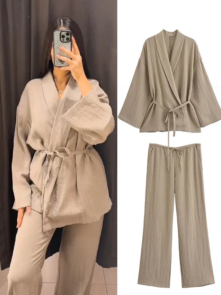 Linen Kimono Set | Lightweight & Elegant | Breathable Summer Outfit