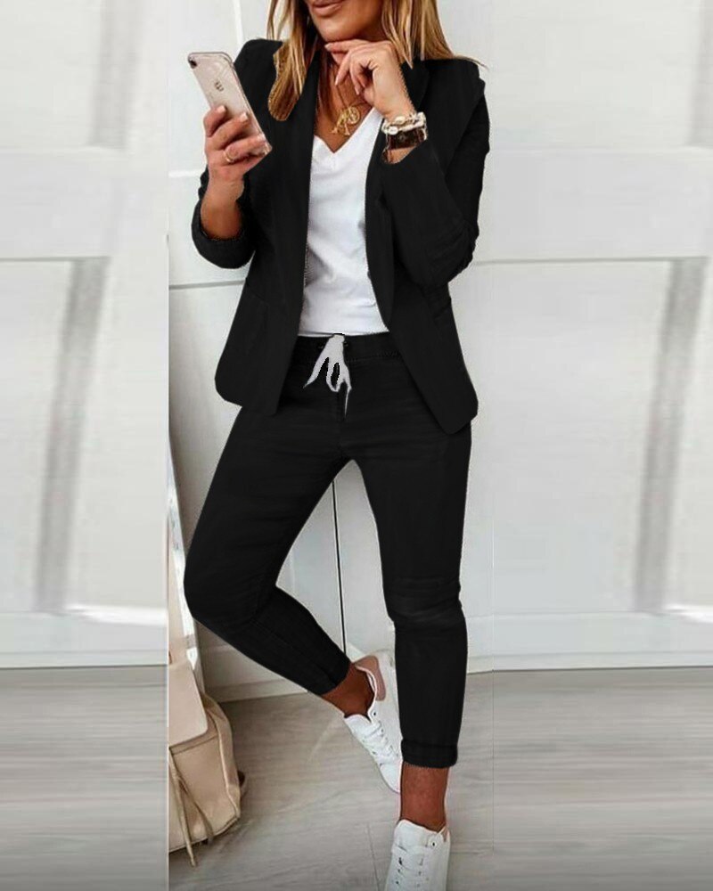 Two-Piece Jogger Suit | Blazer & Drawstring Pants | Smart & Casual