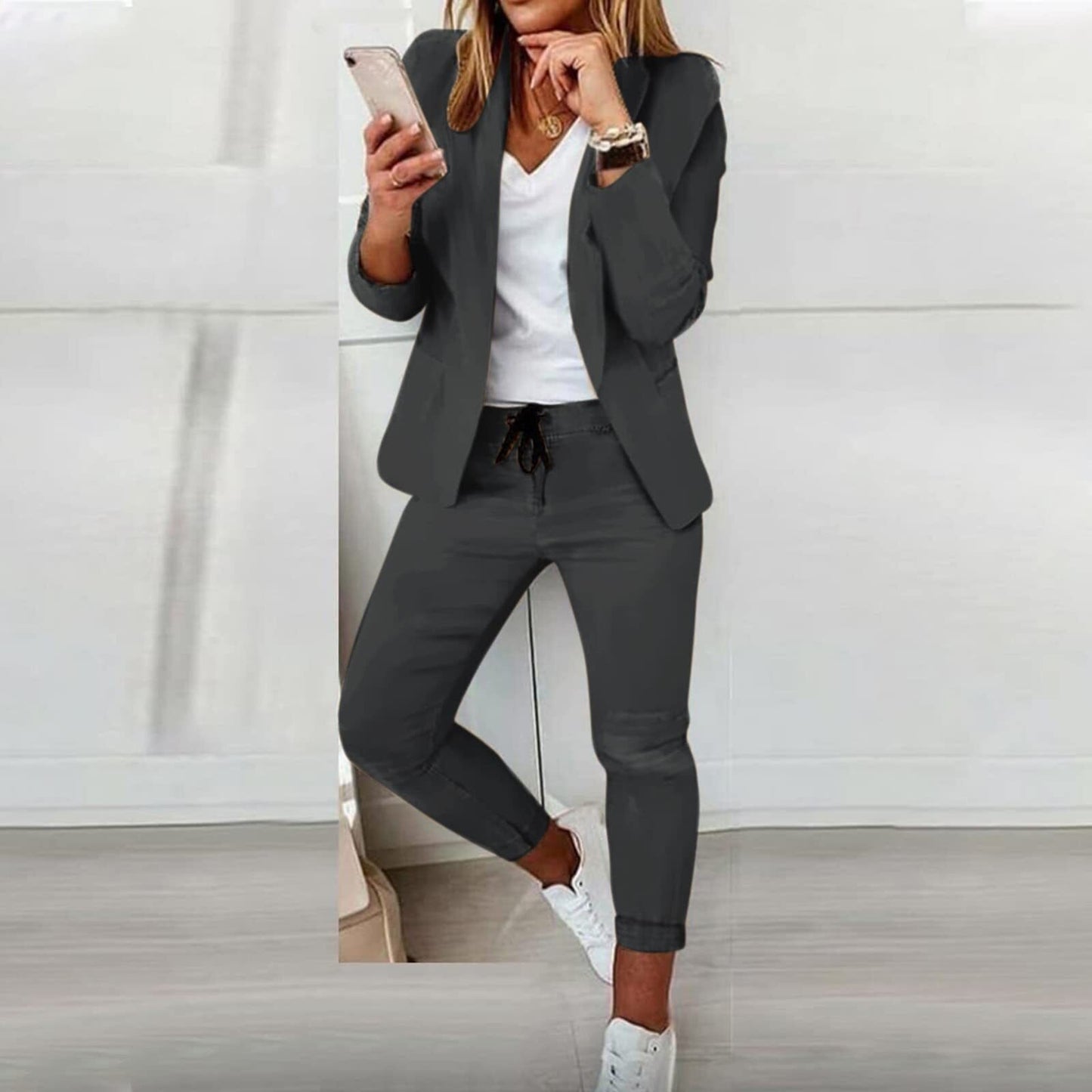 Two-Piece Jogger Suit | Blazer & Drawstring Pants | Smart & Casual