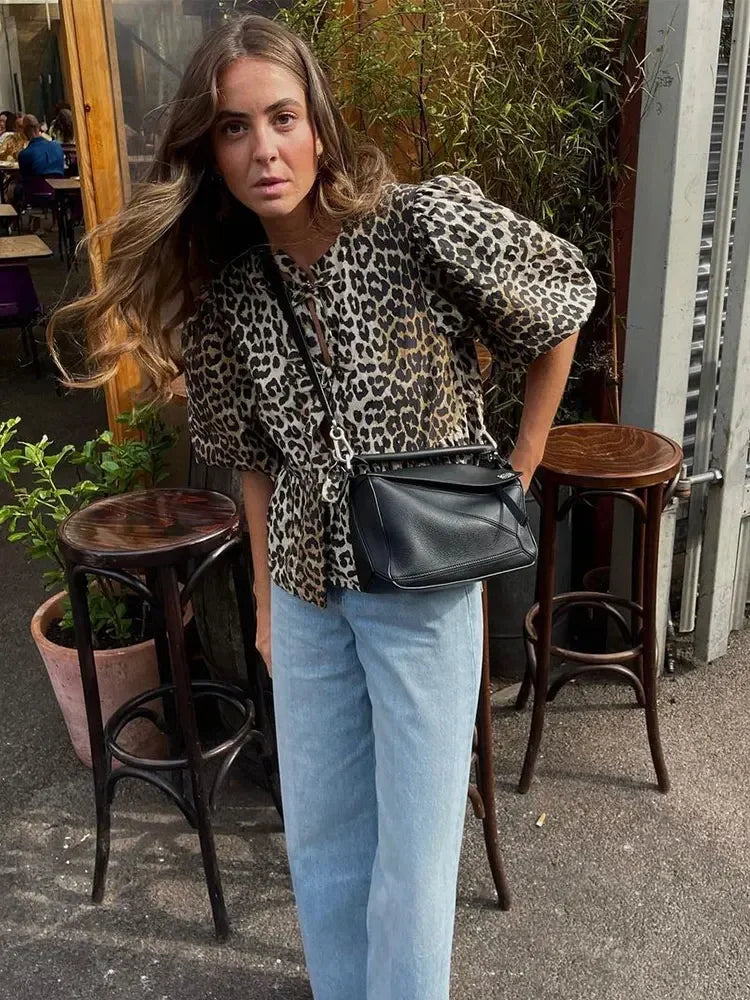 Puff Sleeve Animal Print Top | Bold & Trendy | Perfect for Statement Looks