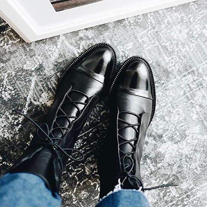 Classic Leather Lace-Up Boots | Sleek & Timeless | Elegant Comfort