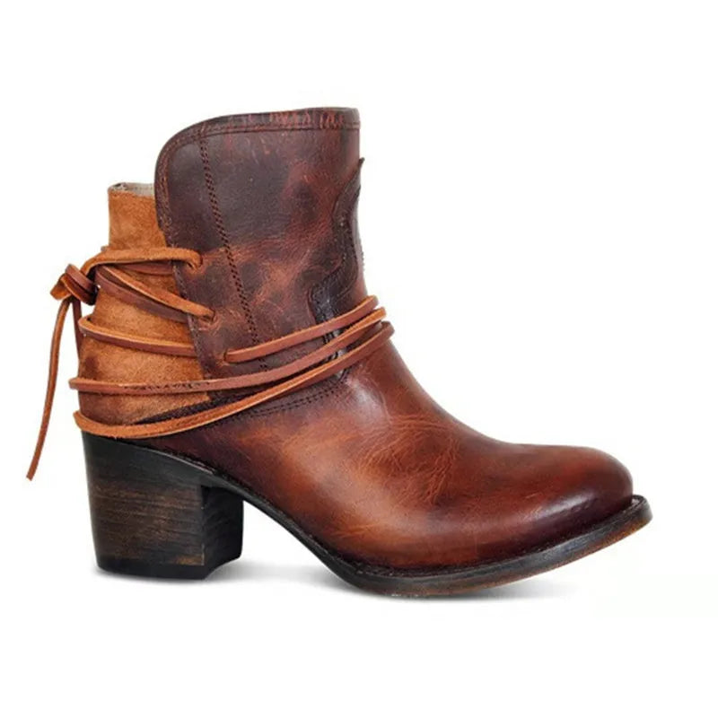 Vintage Western Ankle Boots | Distressed Leather Look | Stylish & Comfortable