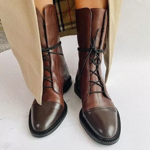 Classic Leather Lace-Up Boots | Sleek & Timeless | Elegant Comfort