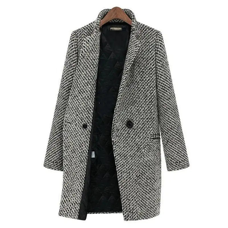 Houndstooth Wool Blend Coat | Classic Elegance | Chic & Warm