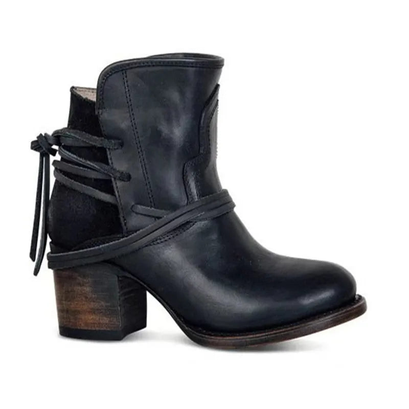 Vintage Western Ankle Boots | Distressed Leather Look | Stylish & Comfortable