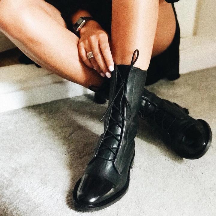 Classic Leather Lace-Up Boots | Sleek & Timeless | Elegant Comfort