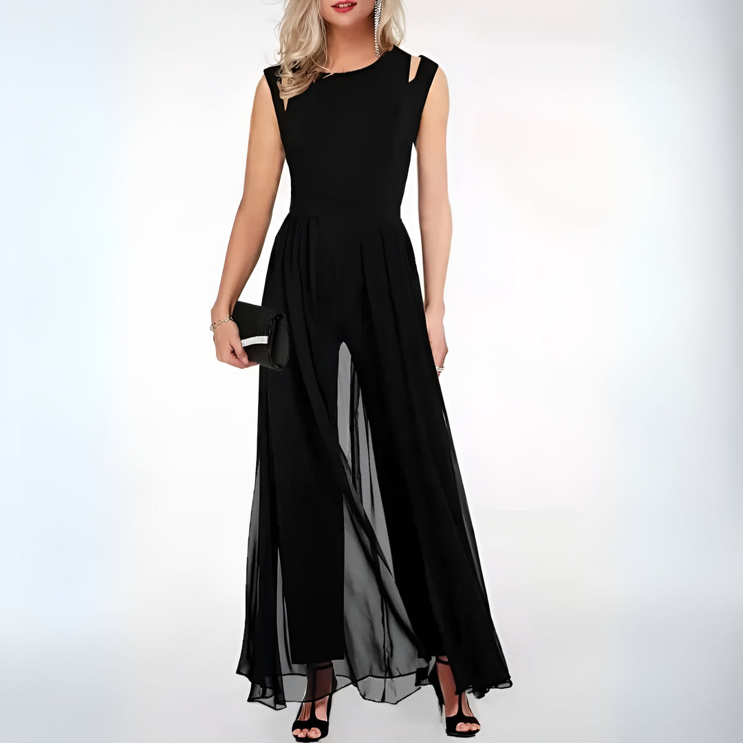 Elegant Sheer Overlay Jumpsuit | Evening Wear | Sophisticated and Chic