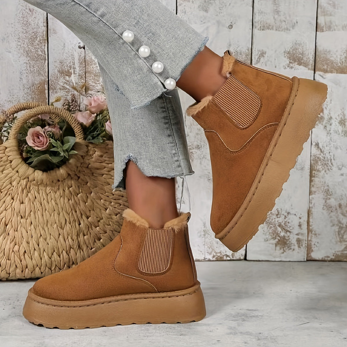 Platform Ankle Boots | Faux Fur Lined | Winter-Ready