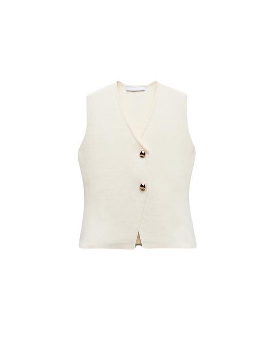 Sleeveless Buttoned Vest | Elegant & Timeless | Chic Layering Piece