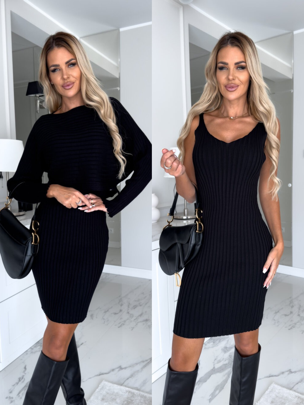 Ribbed Knit Bodycon Dress | 2-in-1 Design | Chic & Versatile