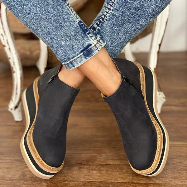 Wedge Platform Ankle Boots | Faux Suede | Casual & Stylish