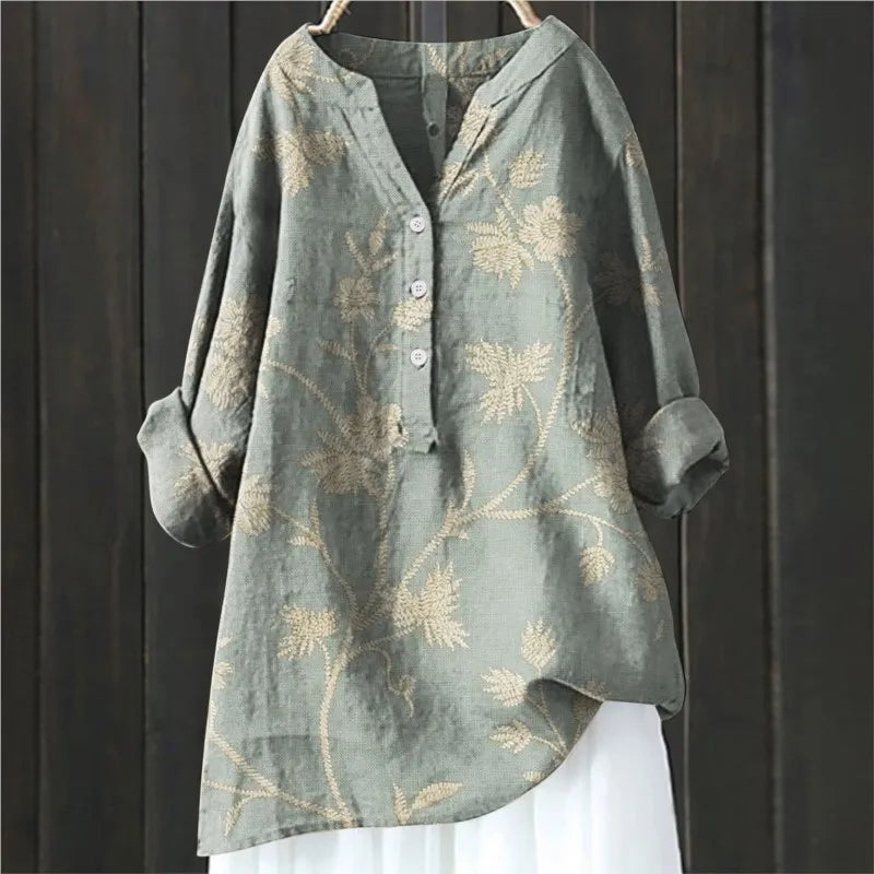 Floral Linen Blouse | Vintage | Lightweight & Breathable