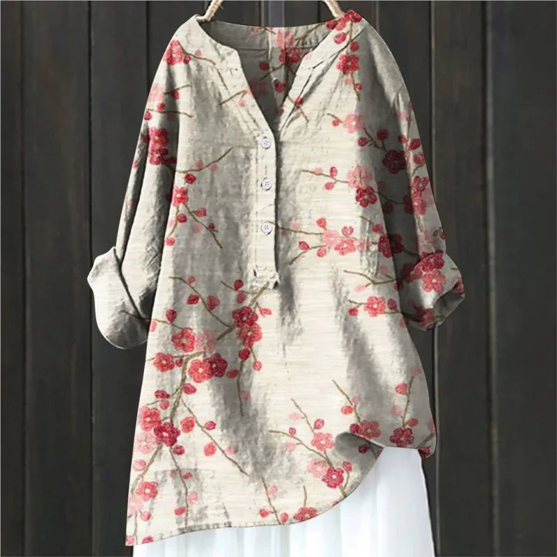 Floral Linen Blouse | Vintage | Lightweight & Breathable