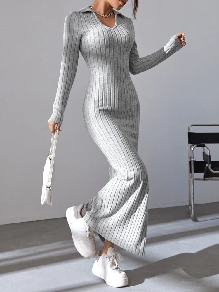 Emma - Ribbed Knit Maxi Dress