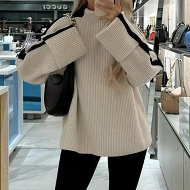 Stephie - High-Neck Knitted Sweater