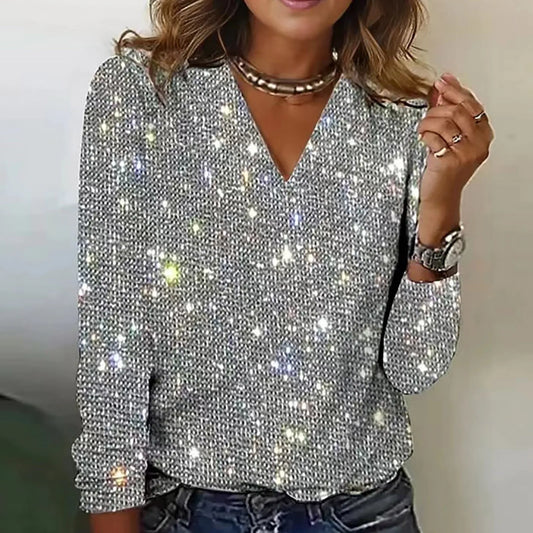 Sequin V-Neck Blouse | Glamorous | Sparkling & Stylish