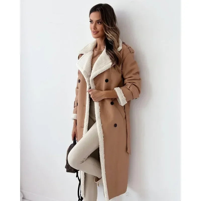 Faux Leather Shearling Coat | Longline | Warm & Stylish