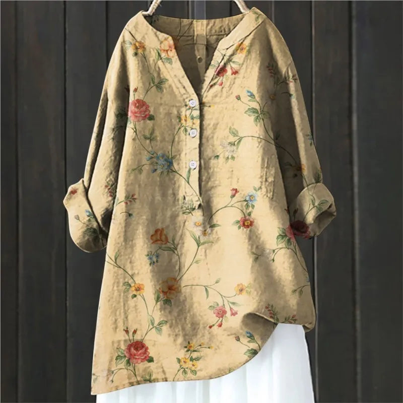 Floral Linen Blouse | Vintage | Lightweight & Breathable