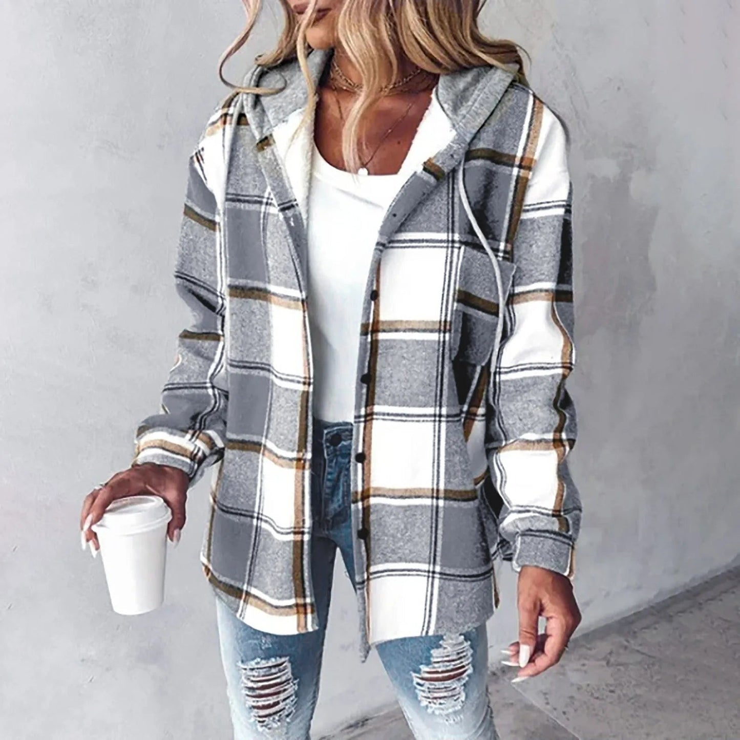 Plaid Hooded Jacket | Button-Down | Casual & Cozy