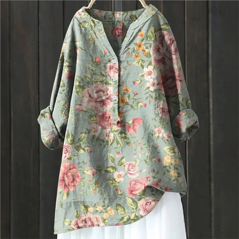 Floral Linen Blouse | Vintage | Lightweight & Breathable