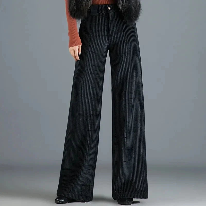 Velvet Wide-Leg Trousers | High Waist | Elegant & Flowy