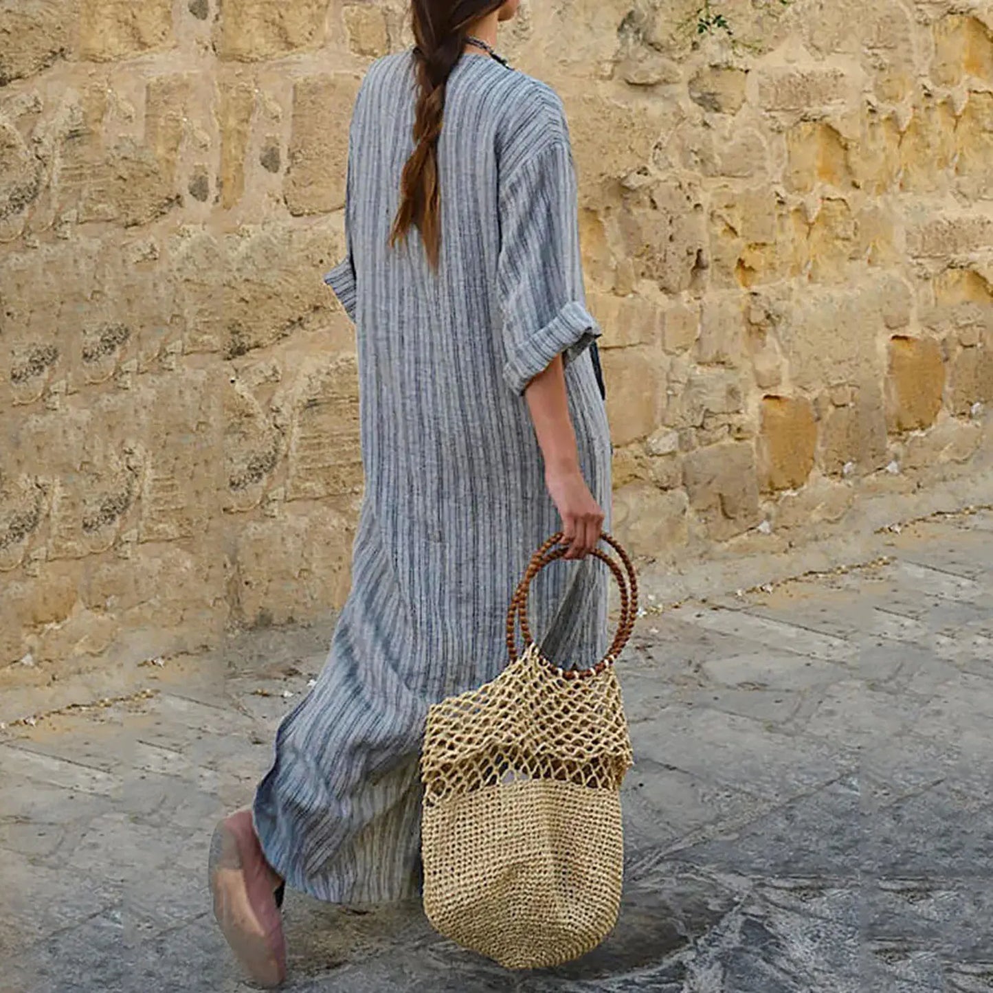 Striped Kaftan Dress | Boho | Lightweight & Elegant