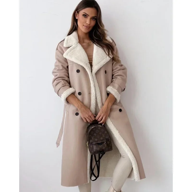 Faux Leather Shearling Coat | Longline | Warm & Stylish