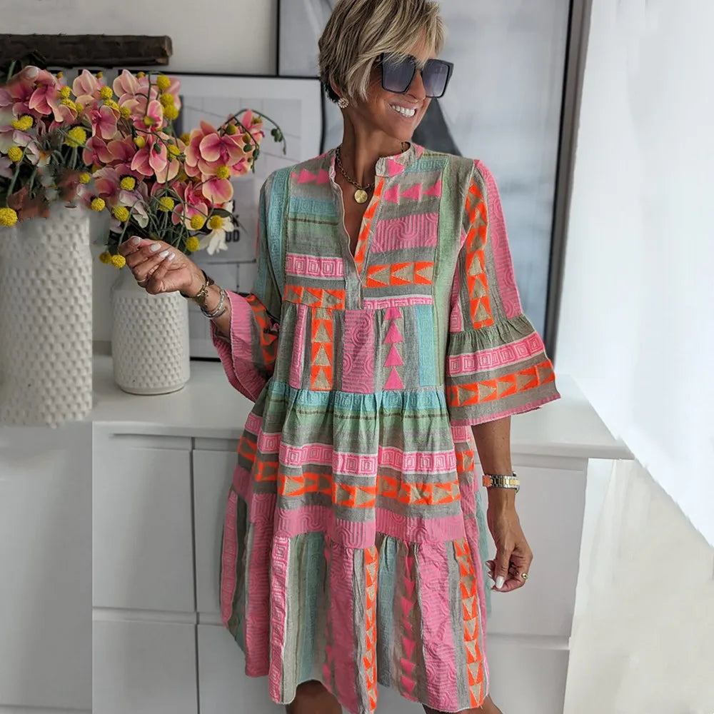 Bohemian Tiered Dress | Vibrant & Flowy | Summer Chic