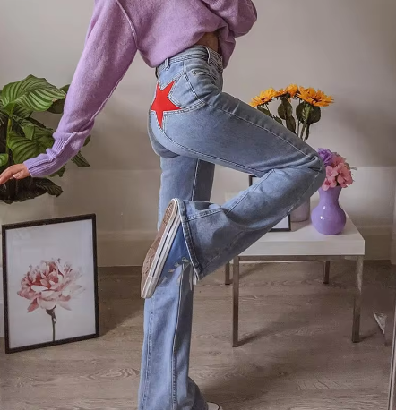 Star Patch Jeans | Trendy & Playful | Perfect for Casual Streetwear