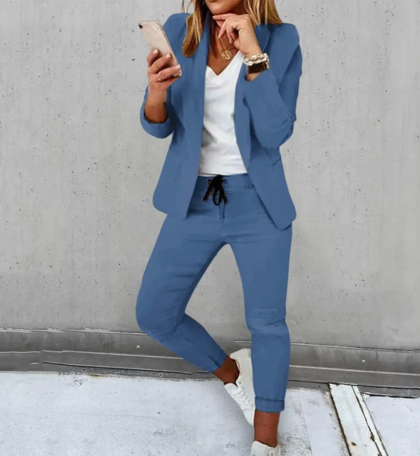 Two-Piece Jogger Suit | Blazer & Drawstring Pants | Smart & Casual