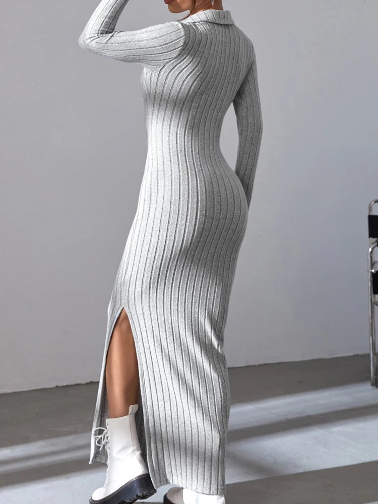 Emma - Ribbed Knit Maxi Dress