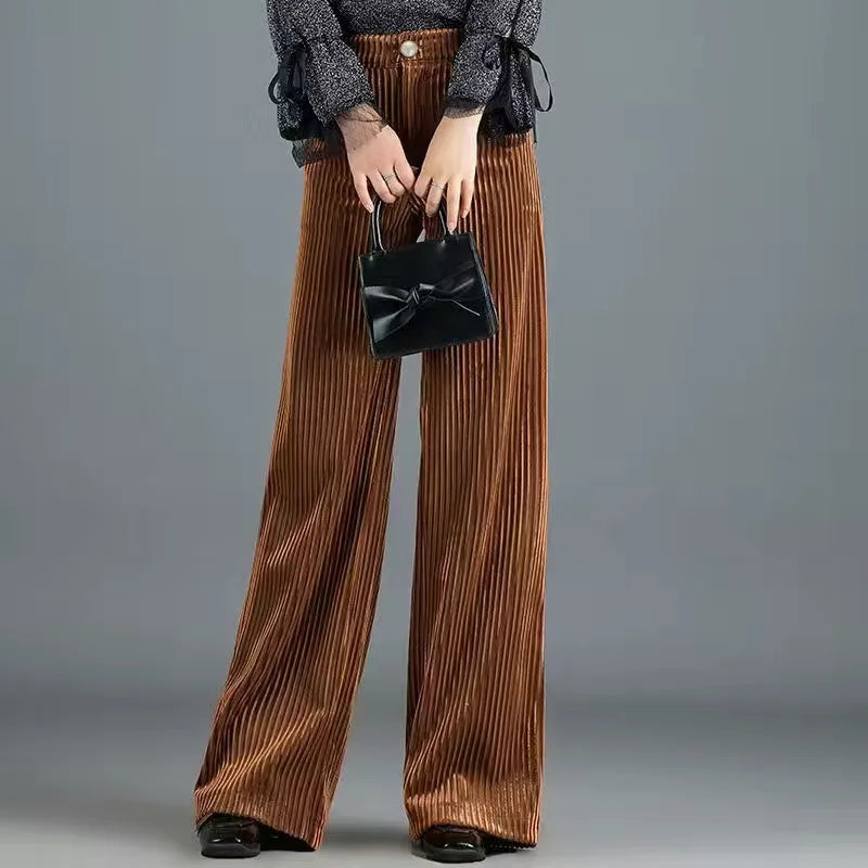 Velvet Wide-Leg Trousers | High Waist | Elegant & Flowy