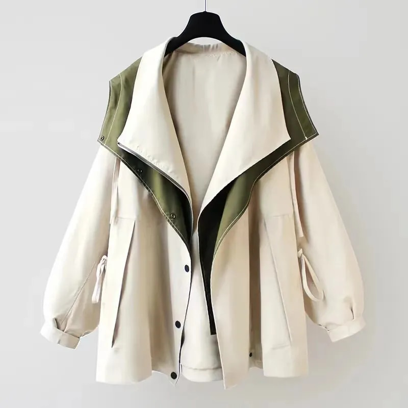 Oversized Two-Tone Jacket | Layered Collar | Stylish & Cozy