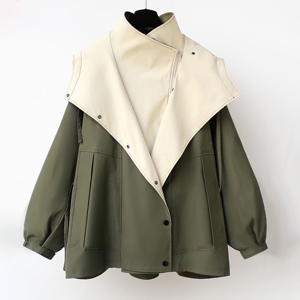 Oversized Two-Tone Jacket | Layered Collar | Stylish & Cozy