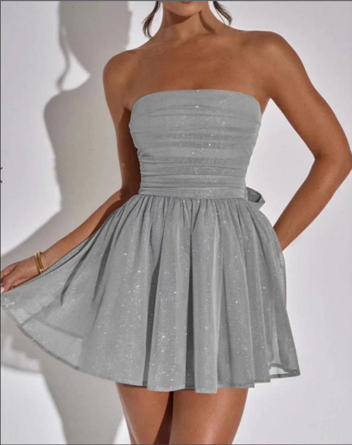 Strapless Glitter Mini Dress | Sparkly | Party-Ready