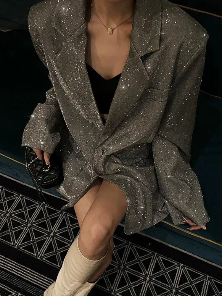 Shimmer Oversized Blazer | Bold & Glamorous | Perfect for Night Out