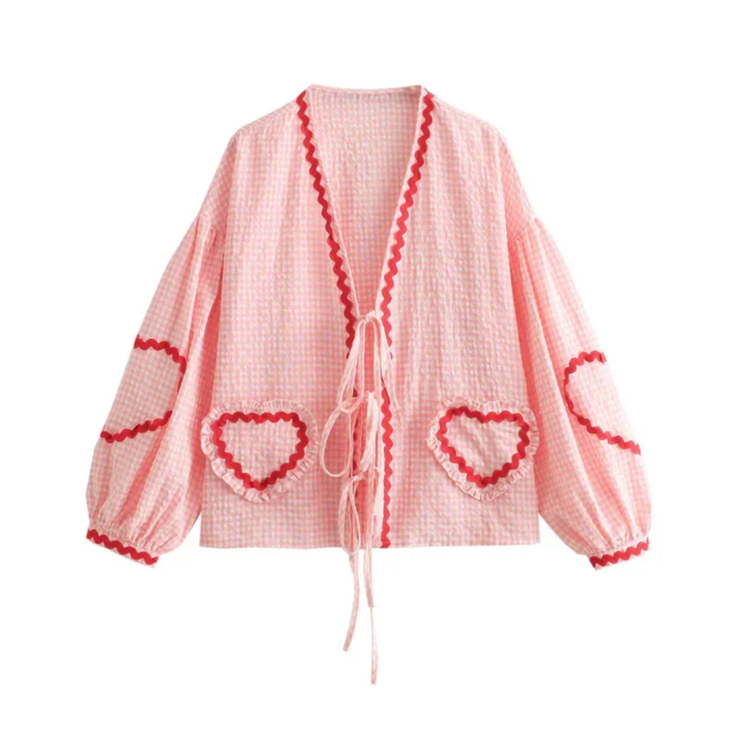 Gingham Tie-Front Blouse | Vintage-Inspired | Romantic & Chic