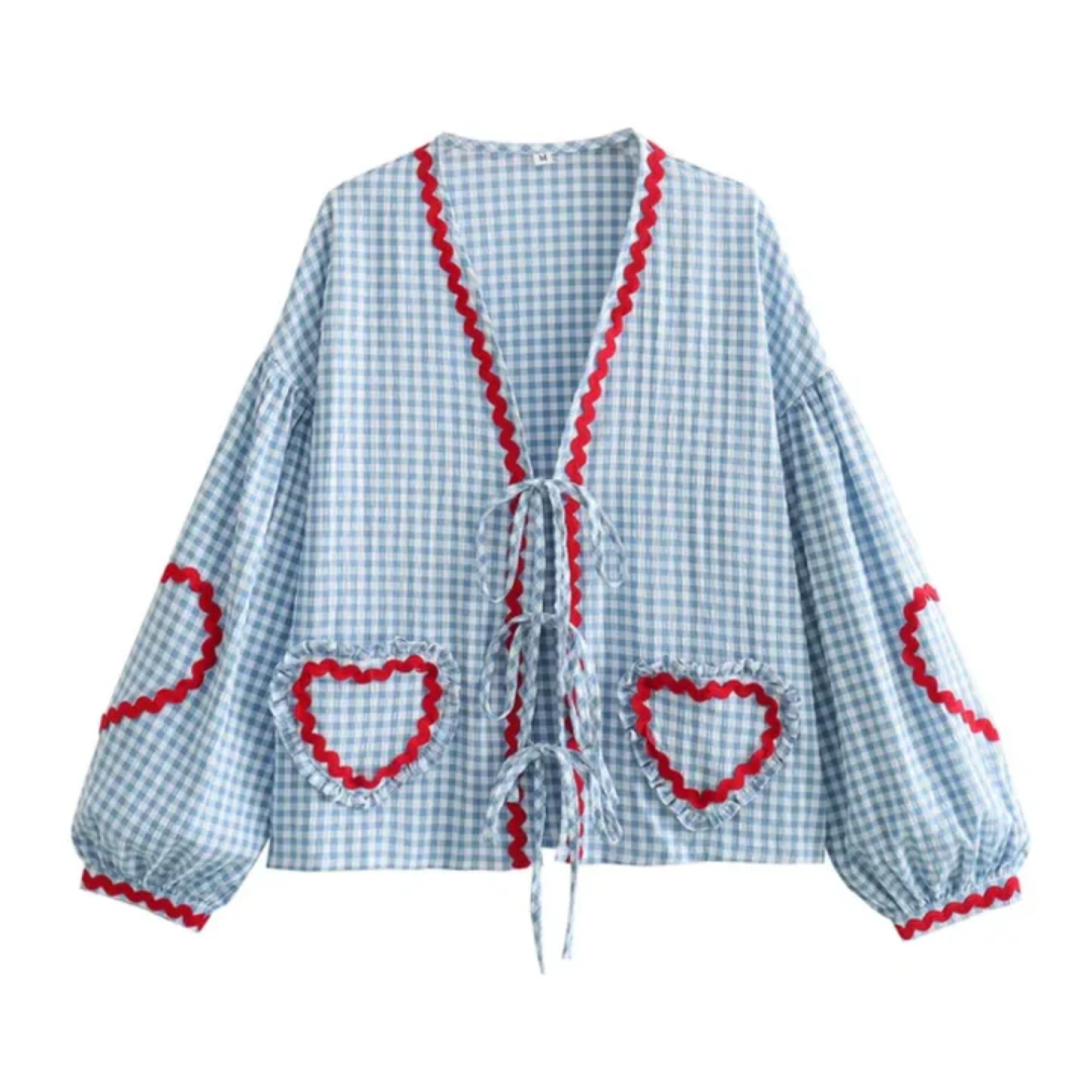 Gingham Tie-Front Blouse | Vintage-Inspired | Romantic & Chic