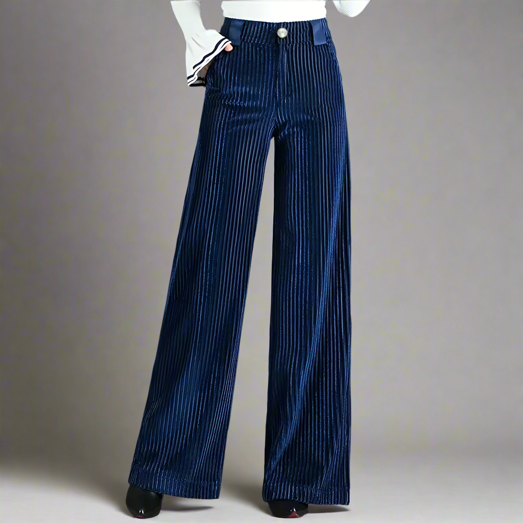 Velvet Wide-Leg Trousers | High Waist | Elegant & Flowy