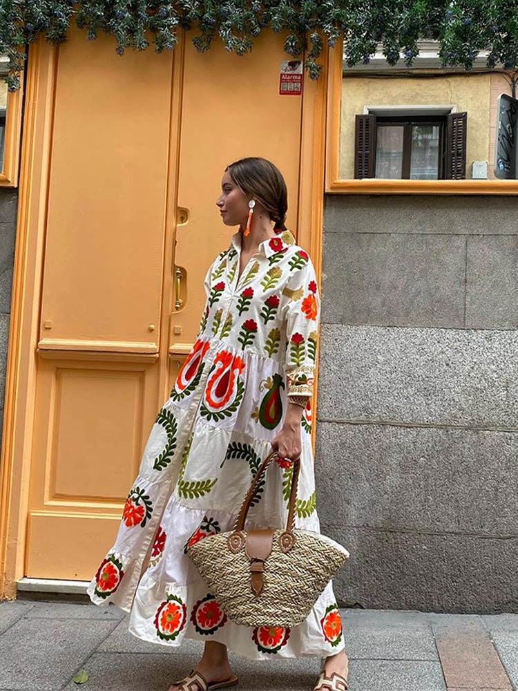 Embroidered Maxi Dress | Boho Chic | Flowy & Elegant