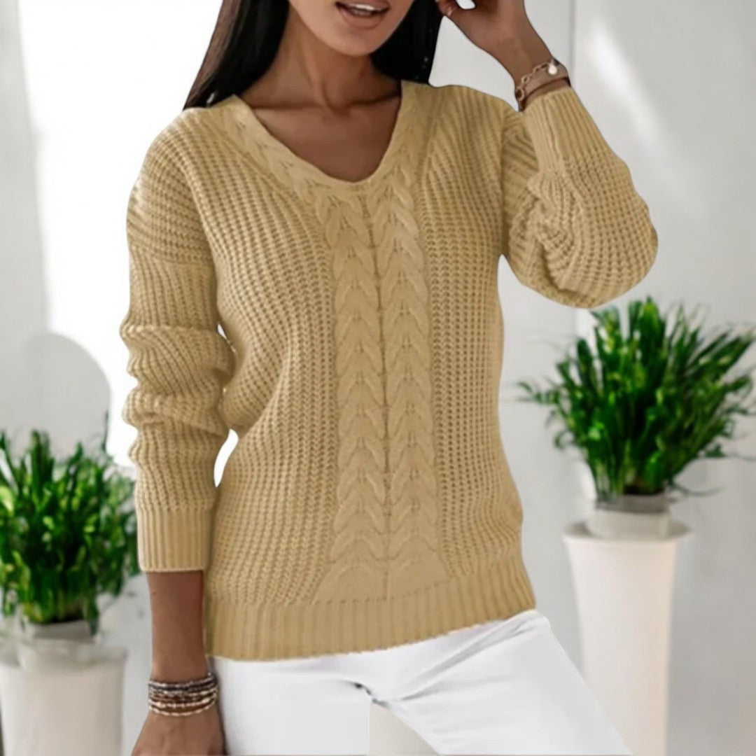 Cable-Knit V-Neck Sweater | Cozy & Elegant | Perfect for Layering