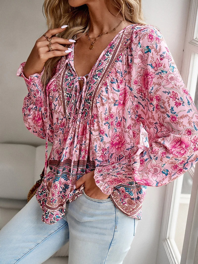 Bohemian Floral Blouse | Lightweight | Feminine & Chic