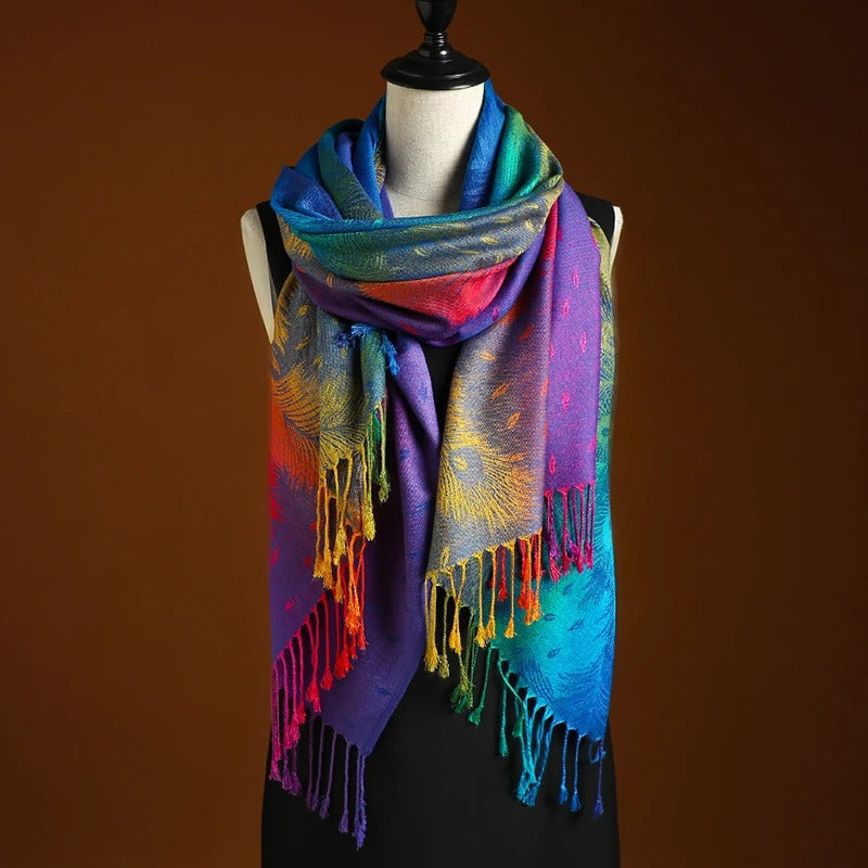 Gradient Boho Poncho | Soft & Warm | Artistic Fringe Wrap