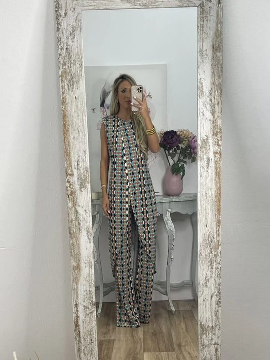 Boho Print Sleeveless Jumpsuit | Flowy & Elegant | Statement Look