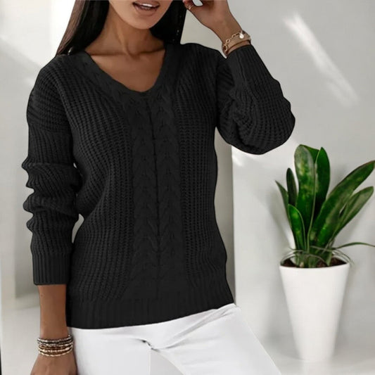 Cable-Knit V-Neck Sweater | Cozy & Elegant | Perfect for Layering