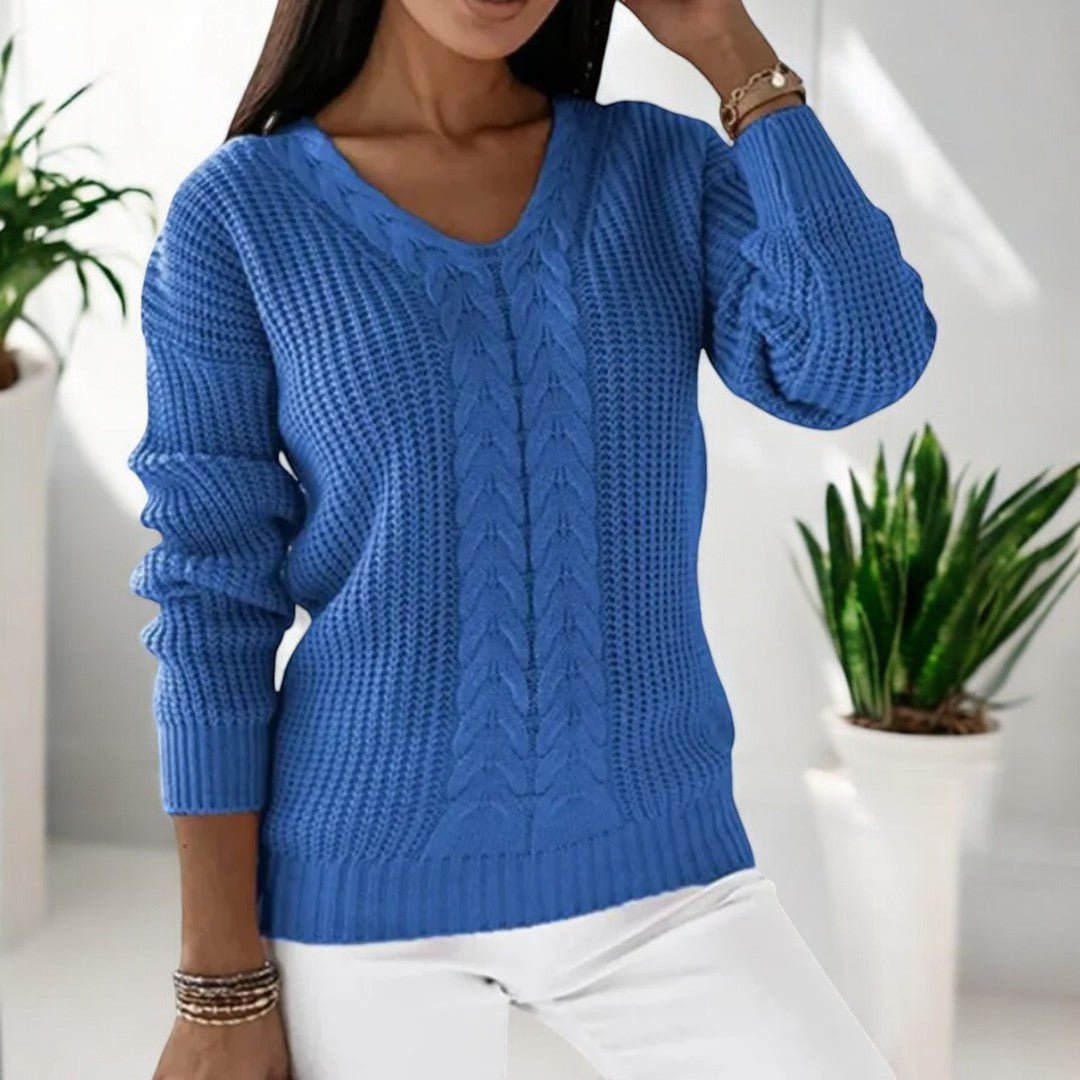 Cable-Knit V-Neck Sweater | Cozy & Elegant | Perfect for Layering