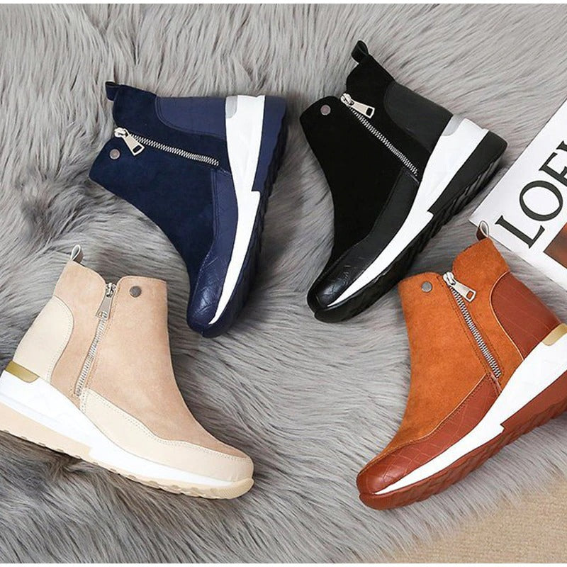 Wedge Sneaker Boots | Suede & Faux Leather | Stylish & Comfortable