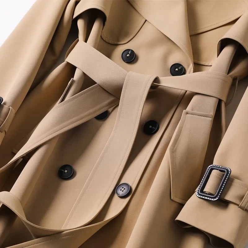 Classic Long Trench Coat | Timeless Elegance | Belted & Double-Breasted