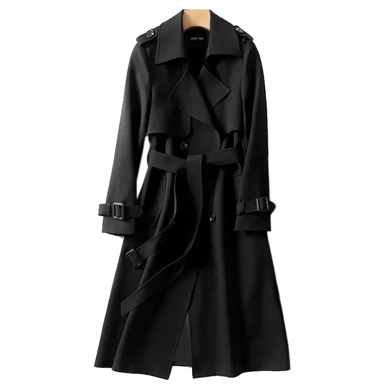 Classic Long Trench Coat | Timeless Elegance | Belted & Double-Breasted