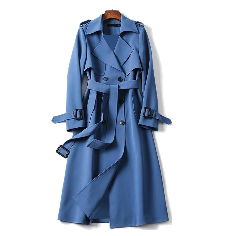 Classic Long Trench Coat | Timeless Elegance | Belted & Double-Breasted